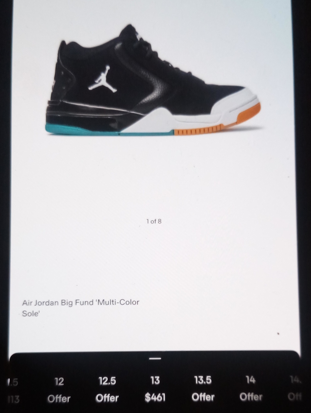 Jordan Big Fund Multi Color Sole Size8M Item 59